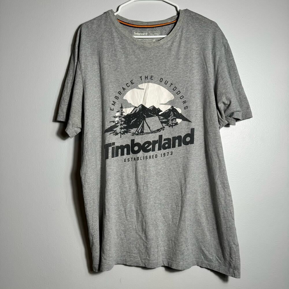 Timberland’s Men Gray T shirt Short sleeve Size XL‎ “Embrace the outdoors”